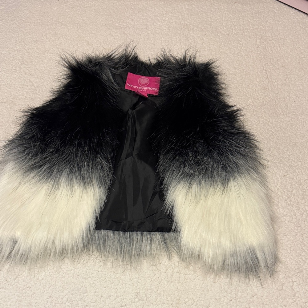 Weatherproof Faux Fur Vest - Black and White